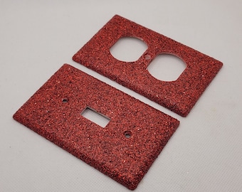 Ruby Red Holographic Glitter - Light Switch & Outlet Covers - Red Room Decor - Glitter Decor - Red Home Decor