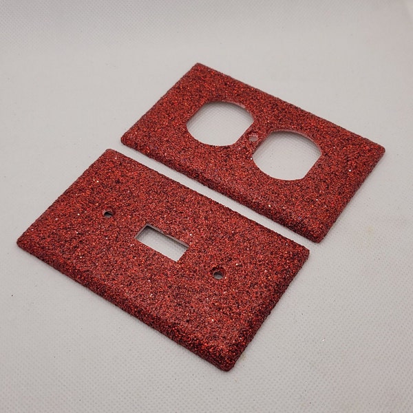 Ruby Red Holographic Glitter - Light Switch & Outlet Covers - Red Room Decor - Glitter Decor - Red Home Decor
