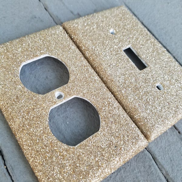 Champagne Gold - Light Switch & Outlet Covers - Sparkle - Glitter Decor- Home Decor - Handmade