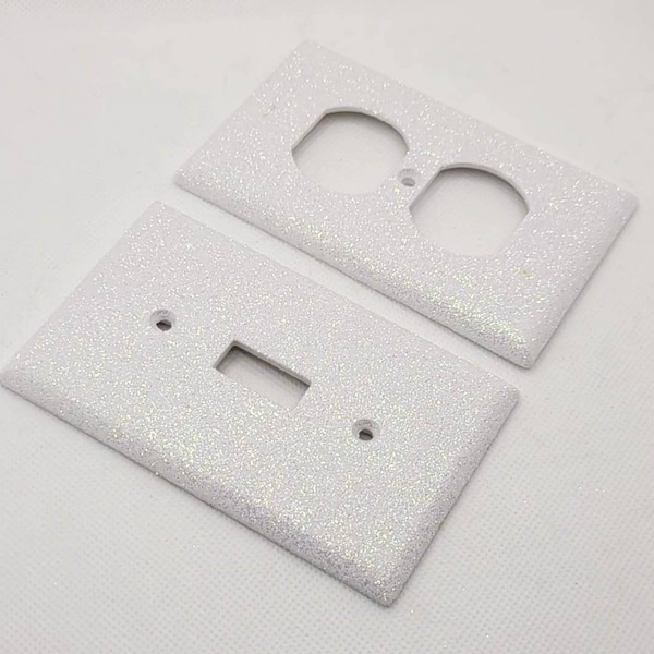 White iridescent - Light Switch & Outlet Covers - Sparkle - Glitter Decor- Home Decor - Handmade