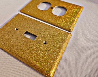 Holographic Rainbow Gold Glitter - Sparkle - Glitter Decor - Home Decor - Light Switch and Outlet Covers - Bling Decor