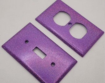 Holographic Purple Glitter - Light Switch & Outlet Covers - Purple Room Decor - Purple Home Decor - Glitter Outlets - Glitter Switch Plates