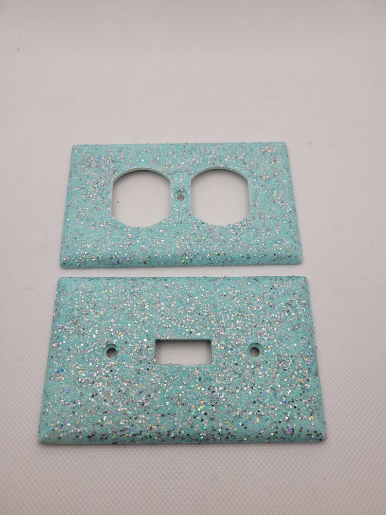 Ice Queen Teal Glitter Decor Light Blue Glitter Light Switch & Outlet Covers Farmhouse Sparkle Glitter Decor Home Decor Handmade image 6