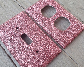 Vintage Rose Gold- Glitter Light Switch & Outlet Cover Switch Plates - Home Decor