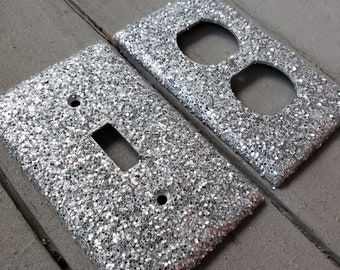 Chunky Silver Glitter Light Switch & Outlet Covers - Accent Glitter Decor - Silver Home Decor - Glitter Room Decor