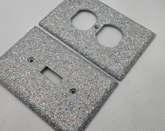 Holographic Silver Glitter - Crushed Diamonds - Glitter Decor - Home Decor - Light Switch and Outlet Covers - Silver Decor