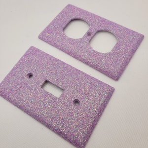 Light Purple Glitter- Iced Lavender- Light Switch & Outlet Covers - Rustic Sheek Sparkle - Glitter Decor- Home Decor - Handmade