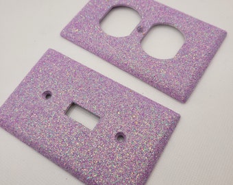 Light Purple Glitter- Iced Lavender- Light Switch & Outlet Covers - Rustic Sheek Sparkle - Glitter Decor- Home Decor - Handmade