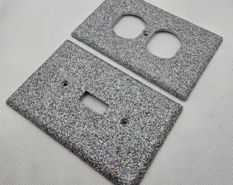 Holographic Silver Glitter - Strobe Light - Glitter Decor - Home Decor - Light Switch and Outlet Covers - Silver Decor