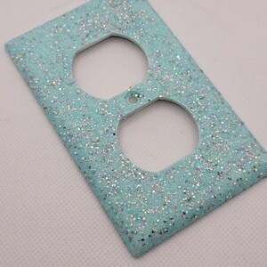 Ice Queen Teal Glitter Decor Light Blue Glitter Light Switch & Outlet Covers Farmhouse Sparkle Glitter Decor Home Decor Handmade image 4