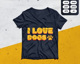 Ich liebe Hunde SVG, PNG, Shirt, druckbare, Ausschnitt, Doggo, Hunde, Hunde, Shiba, Spaniel, Pet