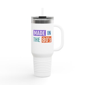 80&#39;s Nostalgia Insulated Travel Mug, 40oz - Funny Gift for Retro Lovers, Perfect for Road Trips, Parties, or Everyday Use