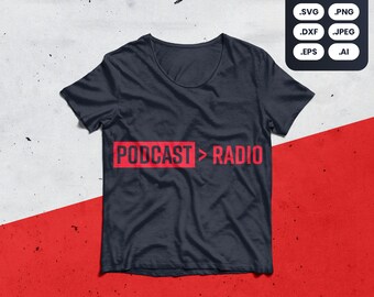 Podcast > Radio SVG, PNG, Shirt, Motivation, TV, Wellen, Joe Rogan, Gary Vee, Stiftung, diese Woche in Startups