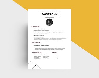 Hipster / Minimal Lebenslauf/CV | Professioneller & kreativer Lebenslauf | Marketing | Microsoft Word | Sofortiger Download