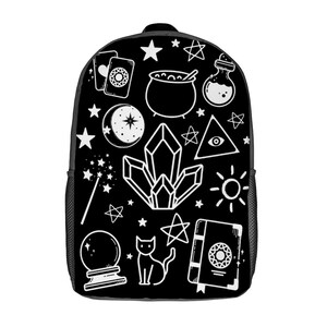 Cute Backpacks For Women. Gifts For Goth Girls.  Gifts For A Witch. Witchy Gift Ideas. Goth Backpack. 17" Travel Laptop Backpack