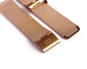 20mm Rose Gold Mesh Watch Strap, Stainless Steel Quick Release Band