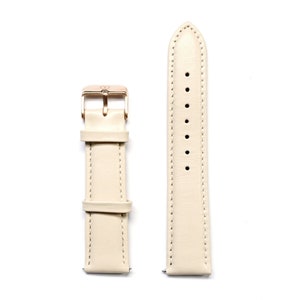 20mm Genuine Leather Watch Strap, Beige, Watch Band
