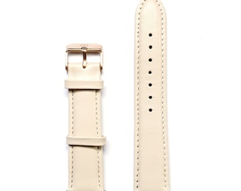 20mm Genuine Leather Watch Strap, Beige, Watch Band