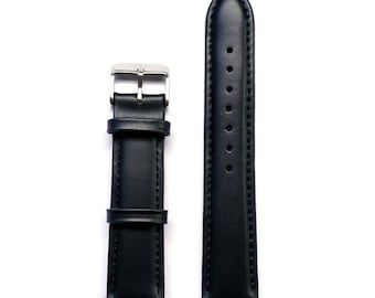 Black leather watch strap, quick release watch band, width 20mm, genuine leather strap, interchangeable strap,
