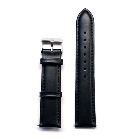 Black Leather Watch Strap, Quick Release Watch Band, Width  display picture 2