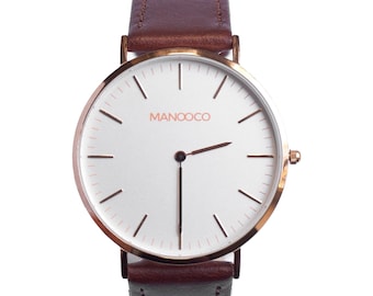 Womens watch, rose gold, minimalist stainless steel wrist watch, gift for her, interchangeable lether strap, gift box,
