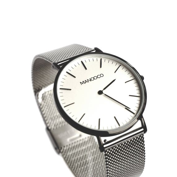 Damen-Uhr, schwarz, minimalistische Edelstahl Armbanduhr, Geschenk