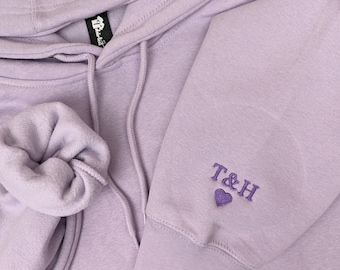 Custom Embroidered Initial Hoodie or Crewneck Sweatshirt – Personalized Anniversary Gift Engagement Gift Birthday Present