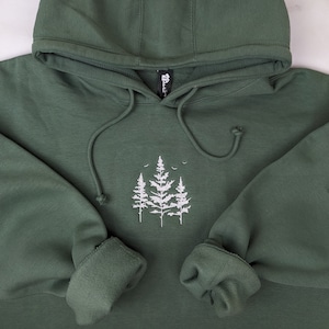Embroidered Pine Tree Hoodie or Crewneck Sweatshirt - Nature Camping Sweatshirt,Birthday gift for him