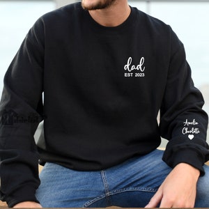 Custom Embroidered Dad Sweatshirt or hoodie with kids Names – Dad Christmas Gift for Husband