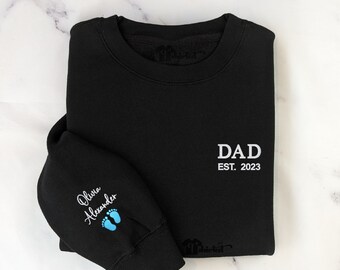 Custom Embroidered Dad Sweatshirt with Names - Personalized Father's Day Gift for Dad, Grandpa