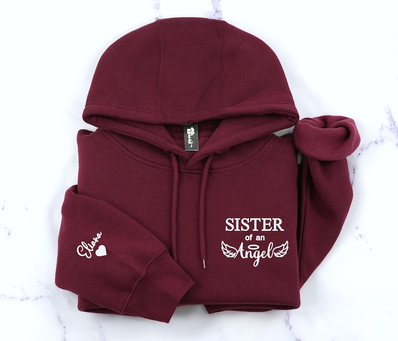 Custom Embroidered Dad of an Angel Sweatshirt or Hoodie with names - Personalized Memorial Gift image 8