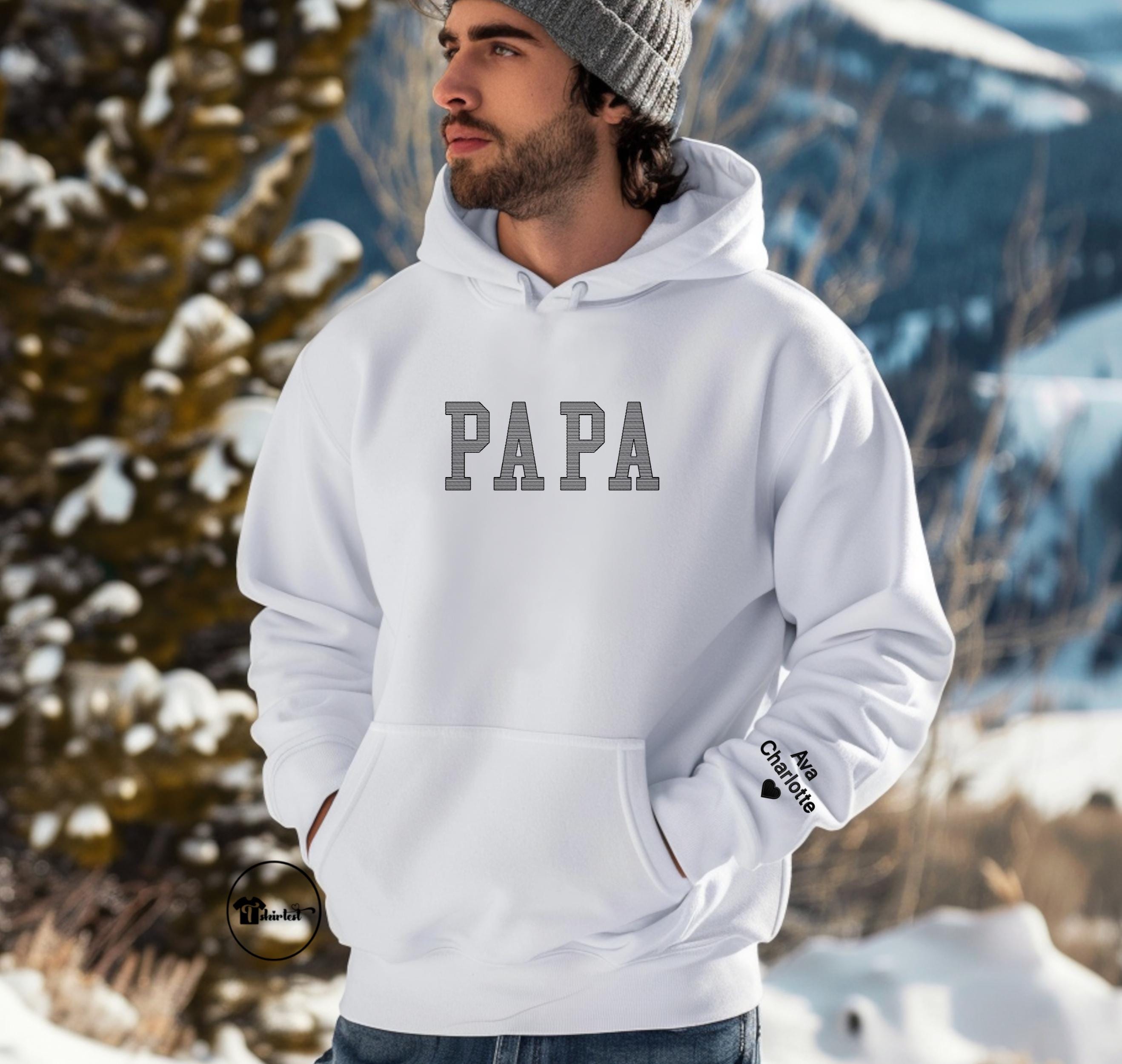 Shinedian Personalised Embroidered Dad Sweatshirt With Kids Name | Custom Embroidered Mens Sweatshirt For Grandpa, New Dad Gifts, 19 Colors, XS-S