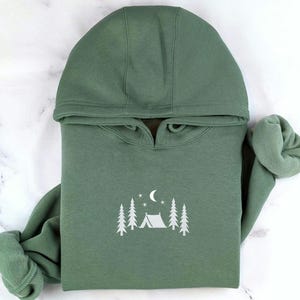 Embroidered Nature Hoodie or Crewneck Sweatshirt Trees Forest outdoor Hiking Fall Camping Sweatshirt for Men and Women Perfect Camping Gift