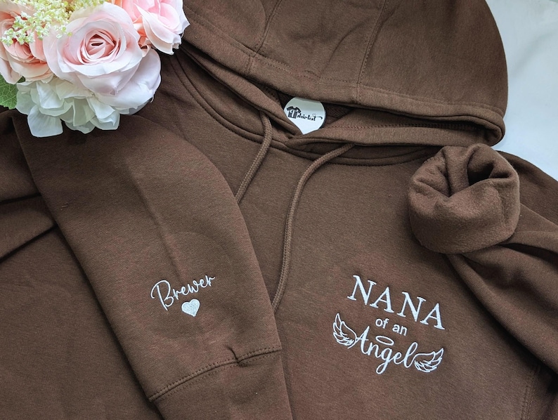 Custom Embroidered Dad of an Angel Sweatshirt or Hoodie with names - Personalized Memorial Gift image 2