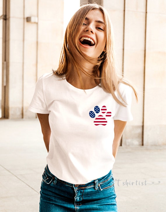 Cute 4th of July Shirt for Women Dog Paw American Flag Shirt - Etsy