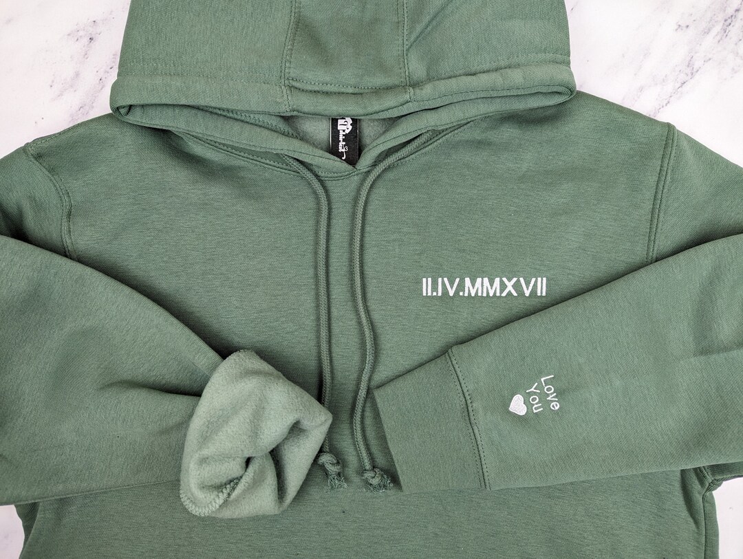 Embroidered Roman Numeral Hoodie or Sweatshirt – Personalized Date ...