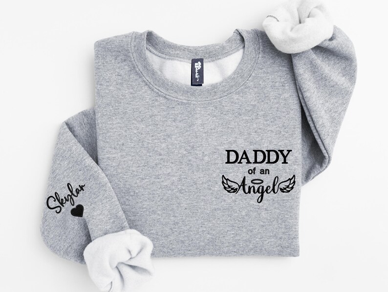 Custom Embroidered Dad of an Angel Sweatshirt or Hoodie with names - Personalized Memorial Gift image 18