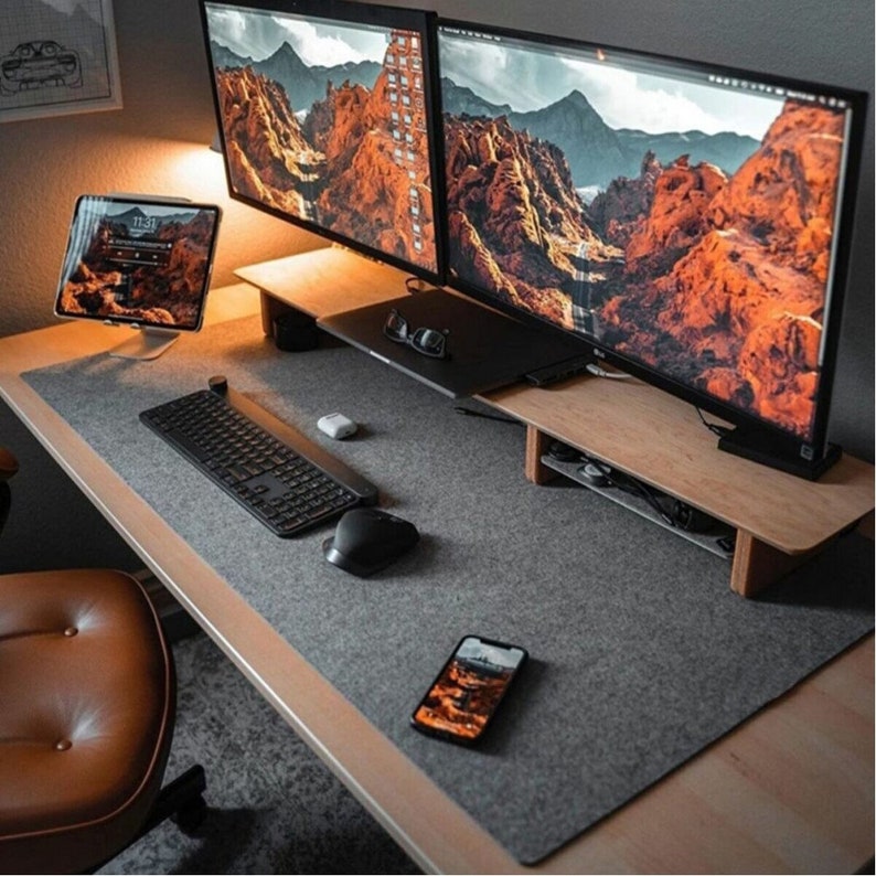 Felt Desk Mat, Laptop Mat, 100% Polyester felt, Keyboard&Mouse Pad, Extra Large Desk Pad, Home Office, Desk Accessories image 1
