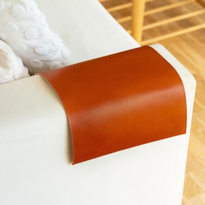 Handmade Leather Sofa Armrest Cover: Full Grain Vegetable Tanned Protector