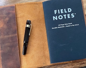 Field Notes Pitch Black Cover, Distressed Leather Journal Cover, Personalized