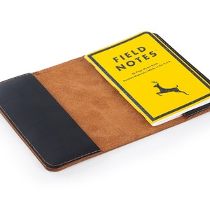 Leather Journal Cover, Handmade Field Notes Cover, Leather Cover for Moleskine Cahier Pocket size 3.5&quot; x 5.5&quot;, Passport Cover, Black&Brown