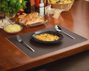 Vegetable Tanned Leather Placemats, Personalized Table Mats, Housewarming Gift, Mocha
