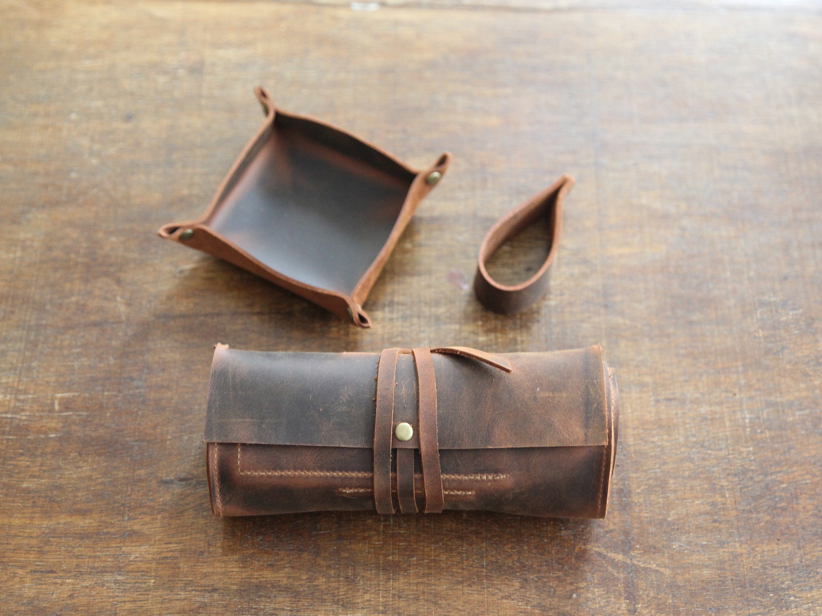 Leather Pipe Pouch Full Set, Handmade Pipe Rollup Bag, Tobacco Pouch