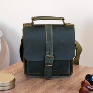 Leather 4-Pipe Messenger Bag, Handmade Shoulder Pipe Tobacco Bag, Crossbody Bag for 4-Pipes image 9