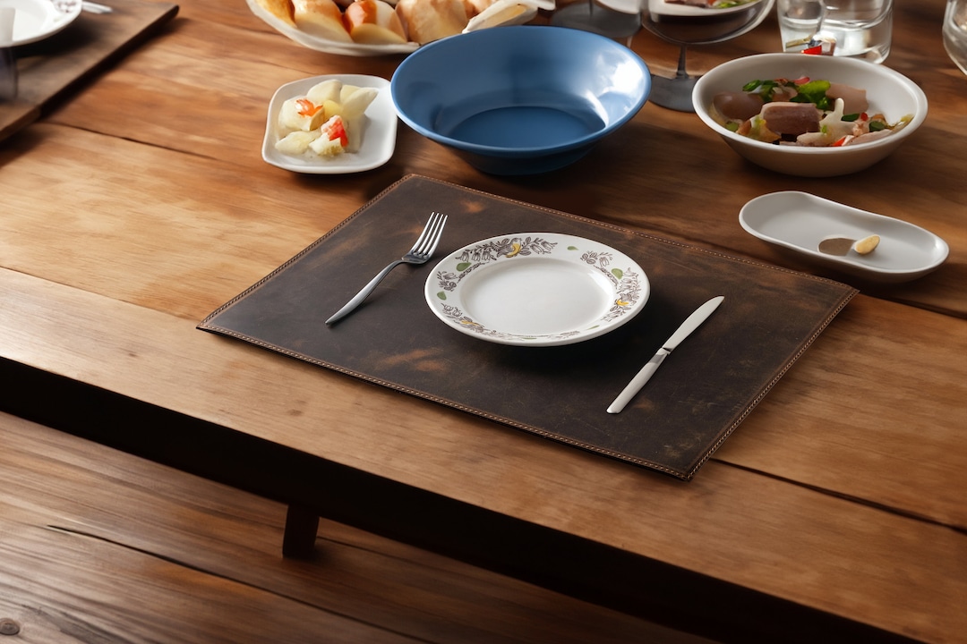 Leather Placemats, Handmade Placemats for Dining Table, Cafe & Restaurant Table-mats, Personalized Table Placemats, Set of 6