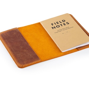 Leather Journal Cover, Handmade Field Notes Cover, Leather Cover for Moleskine Cahier Pocket size 3.5&quot; x 5.5&quot;, Passport Cover, Camel