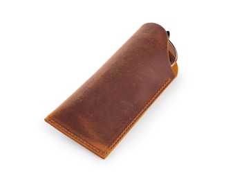 Estuche para gafas de cuero envejecido, funda para gafas personalizada hecha a mano