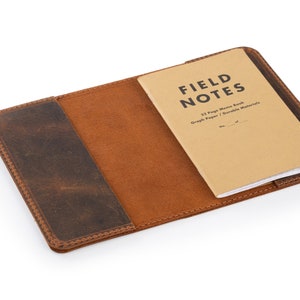 Leather Journal Cover, Handmade Field Notes Cover, Leather Cover for Moleskine Cahier Pocket size 3.5&quot; x 5.5&quot;, Passport Cover, Brown