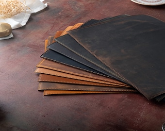 Personalized Leather Placemats, Handmade Rustic Table Mats, Housewarming Gift