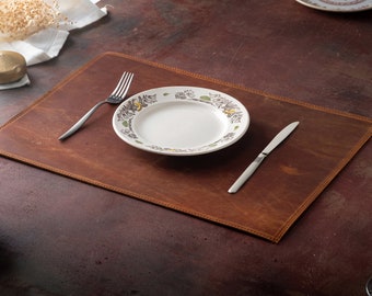 Set de table en cuir effet vieilli, sets de table faits main pour table à manger, sets de table de café et de restaurant, set de table personnalisé, cadeau de fête des mères